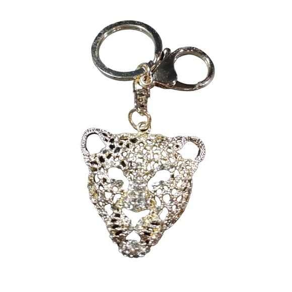 Leopard Rhinestone Keychain Luggage Purse Clip - Picture 3 of 5